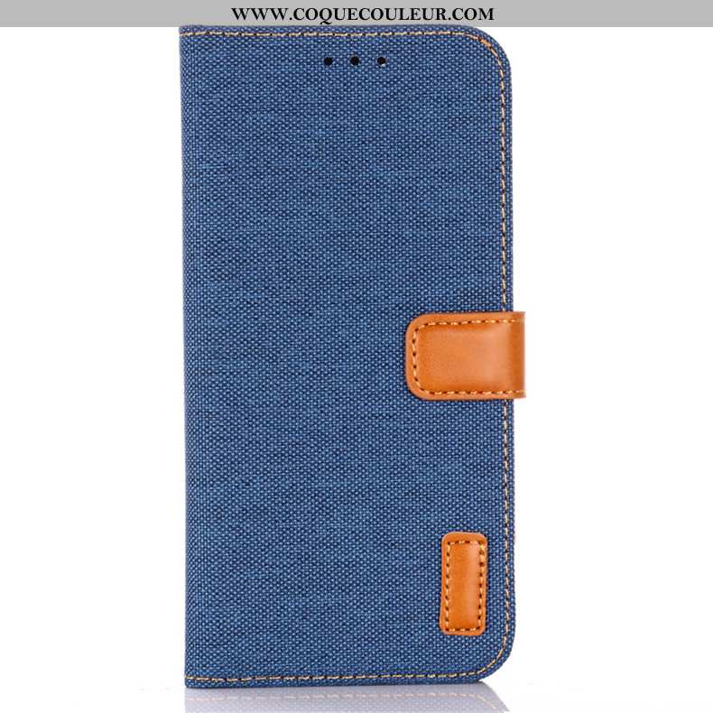 Coque Samsung Galaxy A41 Protection En Denim Clamshell, Housse Samsung Galaxy A41 Cuir Étui Bleu