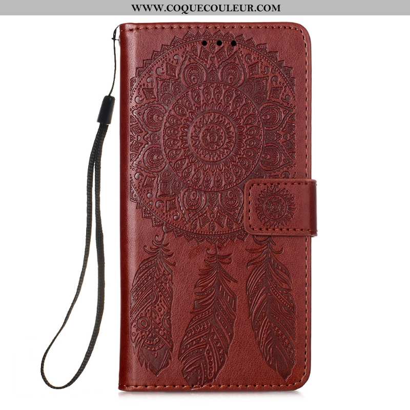 Étui Samsung Galaxy A41 Cuir Coque Étoile, Samsung Galaxy A41 Téléphone Portable Marron