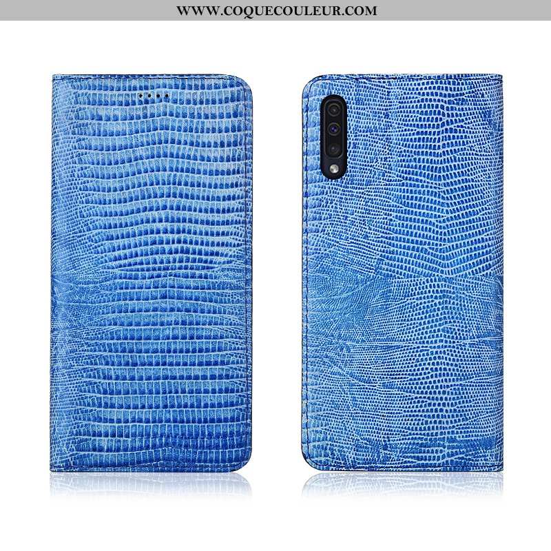 Housse Samsung Galaxy A50 Cuir Véritable Kaki Fluide Doux, Étui Samsung Galaxy A50 Cuir Clamshell Kh