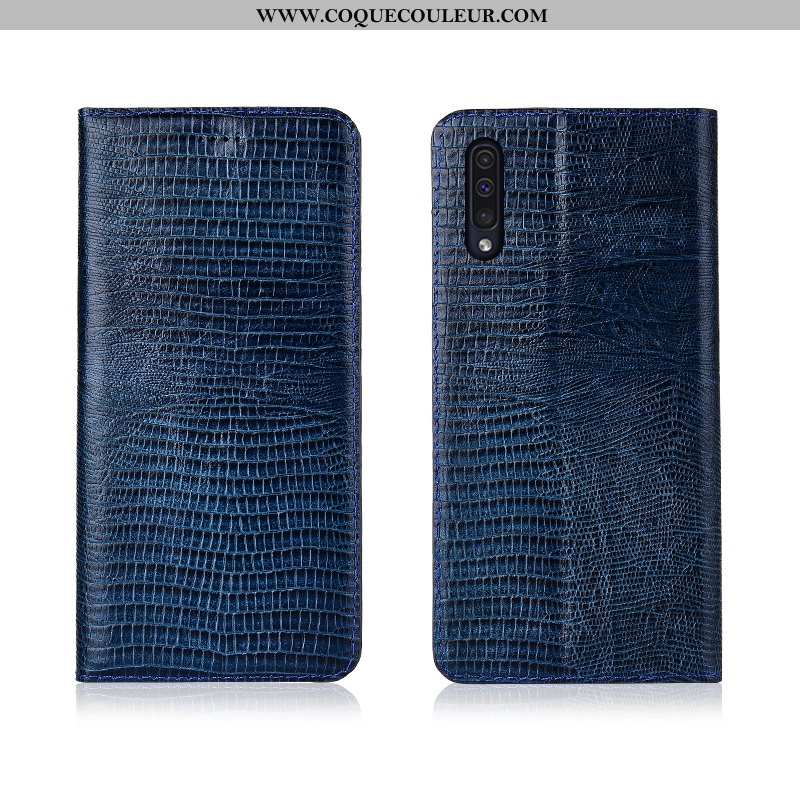 Housse Samsung Galaxy A50 Cuir Véritable Kaki Fluide Doux, Étui Samsung Galaxy A50 Cuir Clamshell Kh