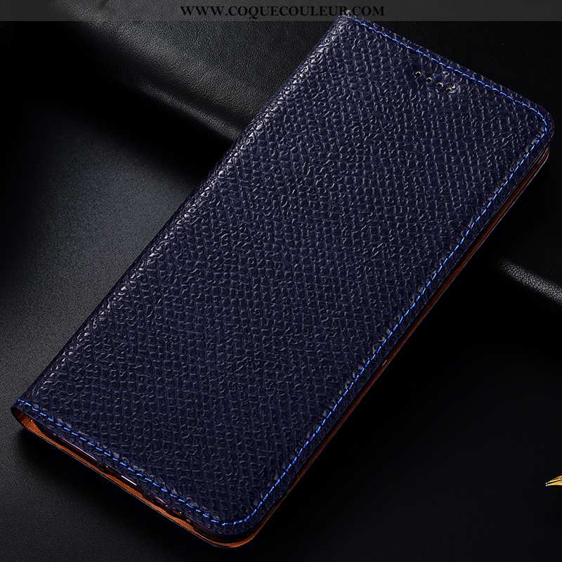 Housse Samsung Galaxy A50 Cuir Véritable Étui, Étui Samsung Galaxy A50 Modèle Fleurie Protection Ble