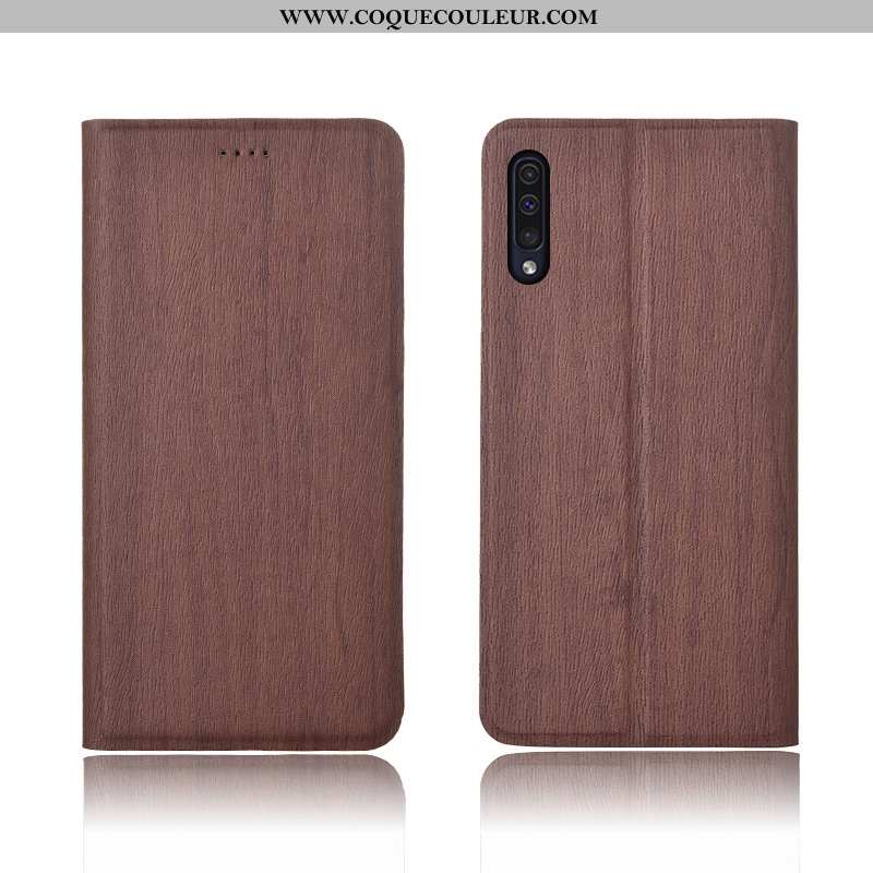 Housse Samsung Galaxy A50 Cuir Fluide Doux Incassable, Étui Samsung Galaxy A50 Modèle Fleurie Clamsh