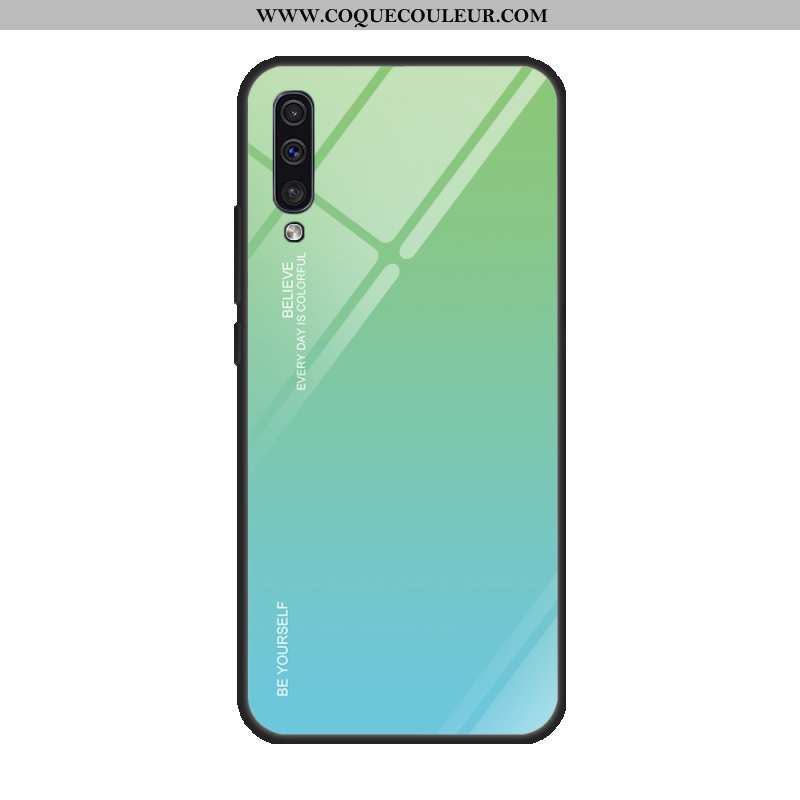 Étui Samsung Galaxy A50 Verre Tempérer Miroir, Coque Samsung Galaxy A50 Protection Violet