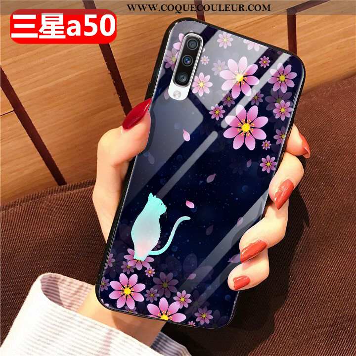 Étui Samsung Galaxy A50 Créatif Vent Simple, Coque Samsung Galaxy A50 Fluide Doux Britanique Noir