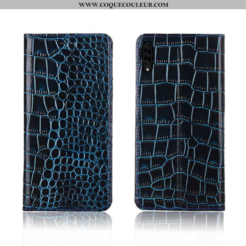 Étui Samsung Galaxy A50s Tendance Bleu Incassable, Coque Samsung Galaxy A50s Cuir