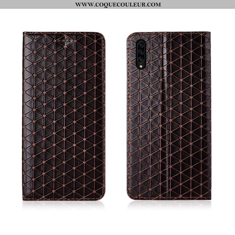 Coque Samsung Galaxy A50s Cuir Silicone Tendance, Housse Samsung Galaxy A50s Fluide Doux Étui Marron