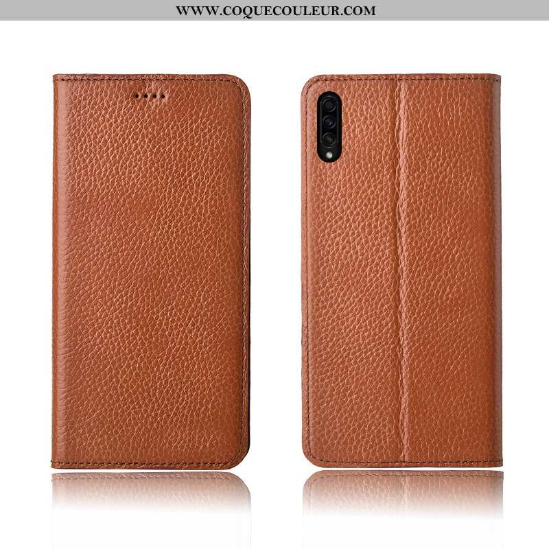 Étui Samsung Galaxy A50s Silicone Délavé En Daim Litchi, Coque Samsung Galaxy A50s Protection Khaki