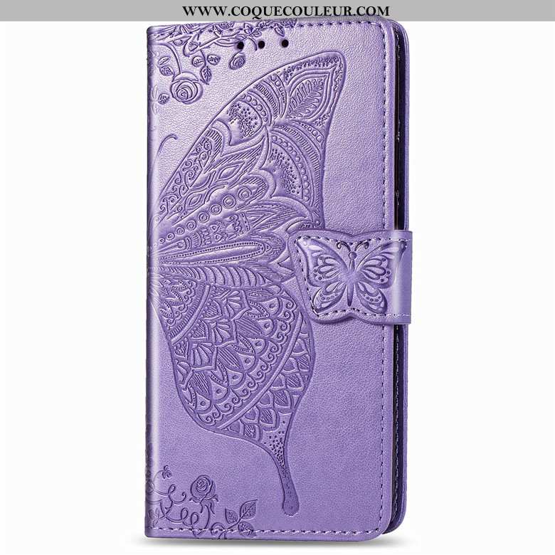 Coque Samsung Galaxy A50s Protection Fleur Étui, Housse Samsung Galaxy A50s Cuir Violet