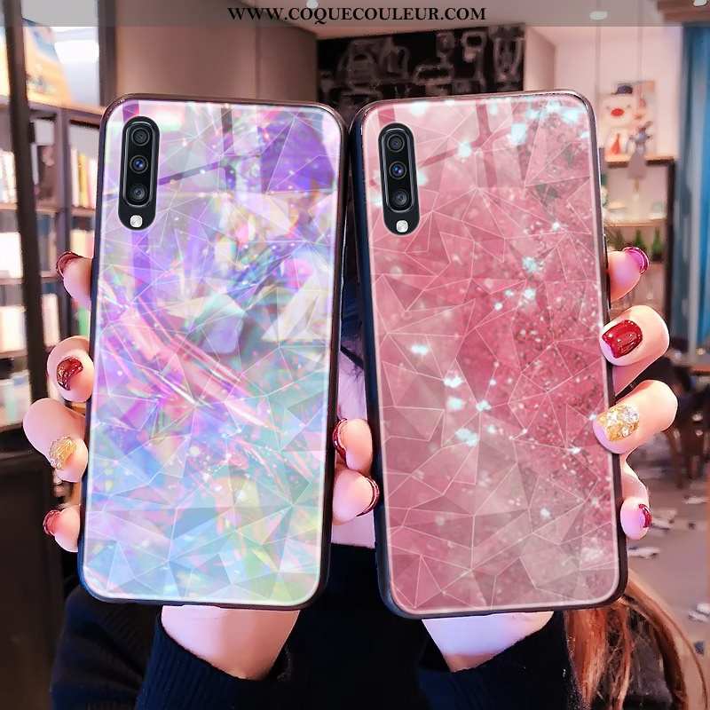 Coque Samsung Galaxy A50s Téléphone Portable Rose, Housse Samsung Galaxy A50s Étoile Losange Rose