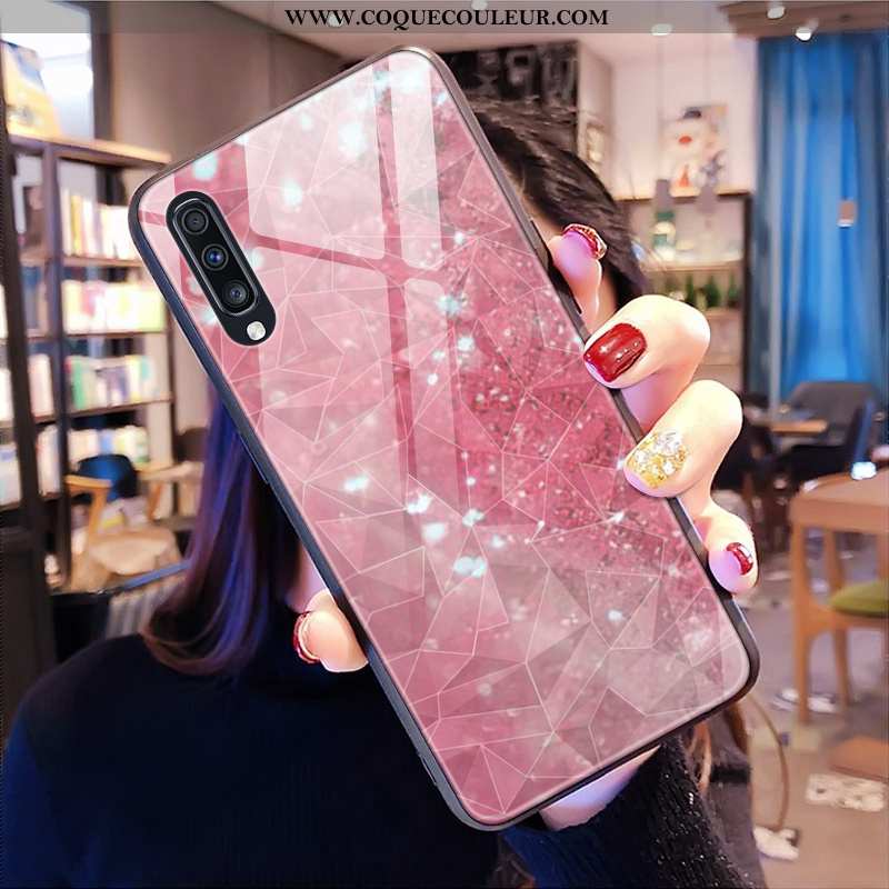 Coque Samsung Galaxy A50s Téléphone Portable Rose, Housse Samsung Galaxy A50s Étoile Losange Rose