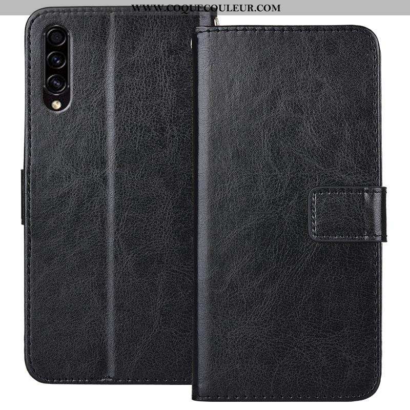 Coque Samsung Galaxy A50s Protection Noir Incassable, Housse Samsung Galaxy A50s Cuir Tout Compris