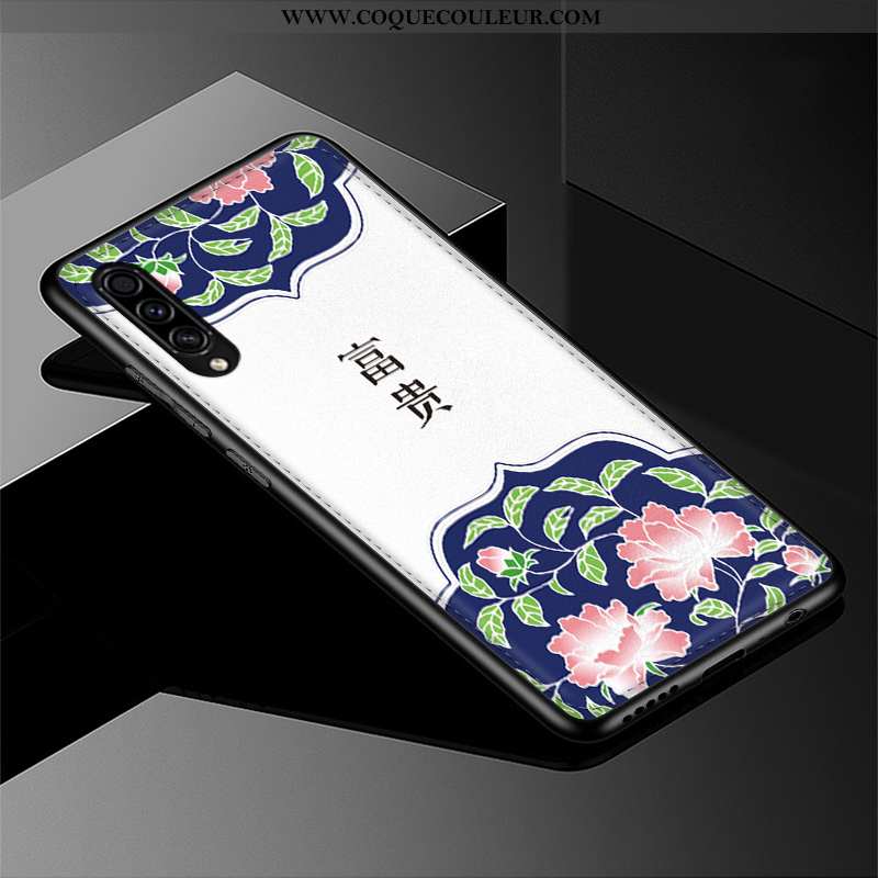 Étui Samsung Galaxy A50s Gaufrage Protection Modèle Fleurie, Coque Samsung Galaxy A50s Tendance Blan