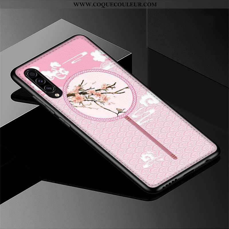 Étui Samsung Galaxy A50s Gaufrage Protection Modèle Fleurie, Coque Samsung Galaxy A50s Tendance Blan