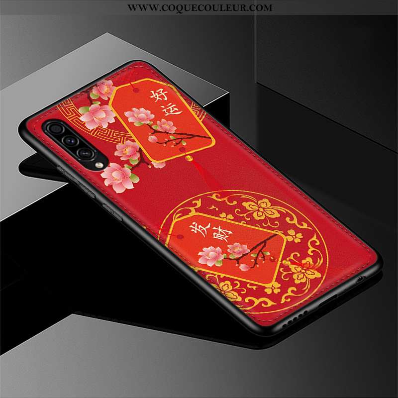 Étui Samsung Galaxy A50s Gaufrage Protection Modèle Fleurie, Coque Samsung Galaxy A50s Tendance Blan