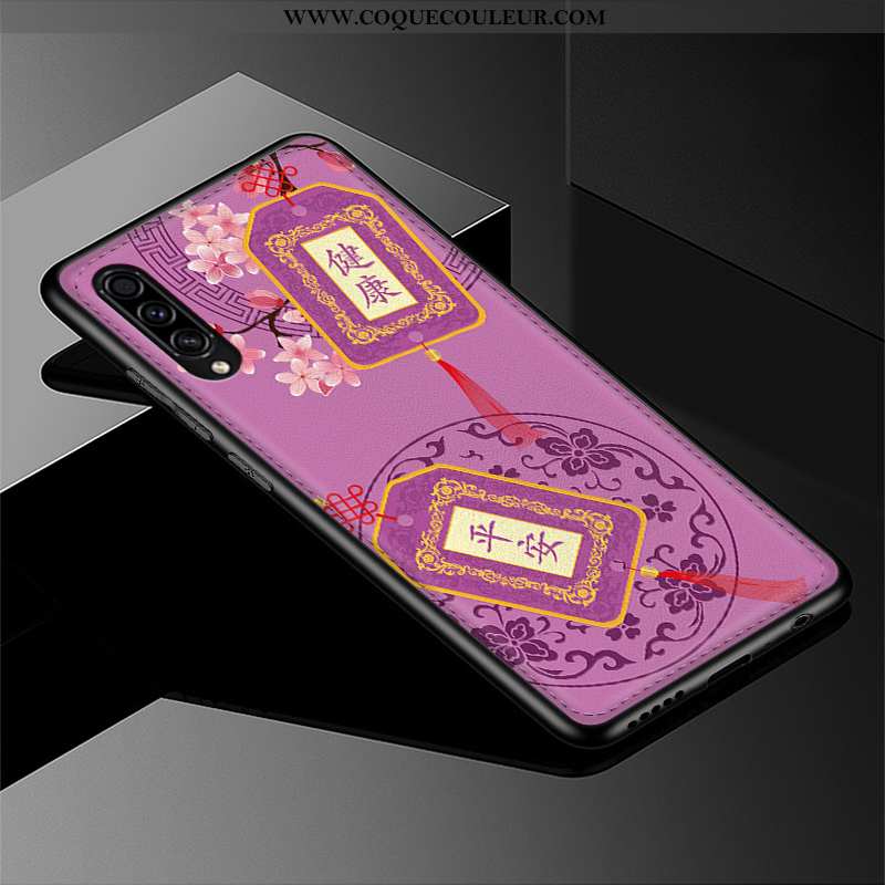 Étui Samsung Galaxy A50s Gaufrage Protection Modèle Fleurie, Coque Samsung Galaxy A50s Tendance Blan