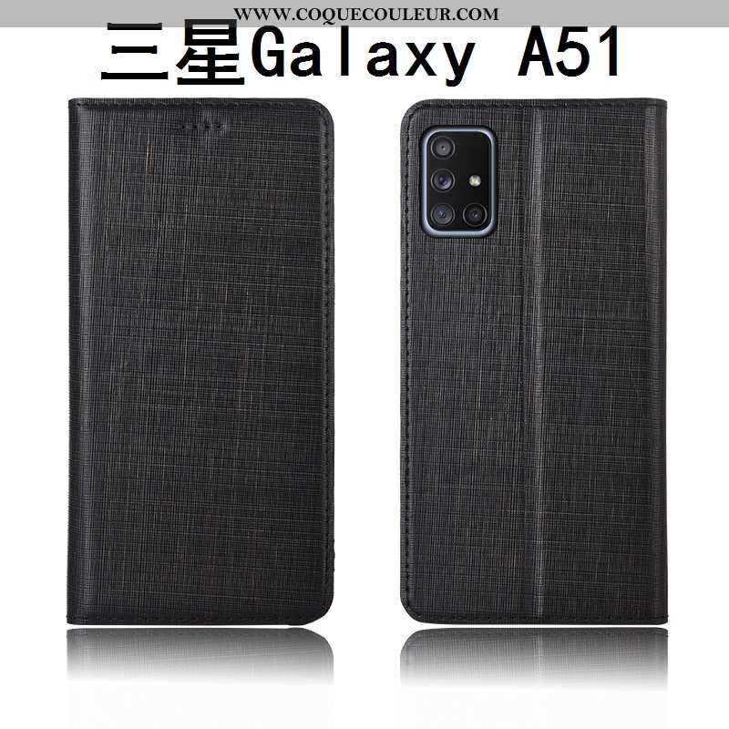 Coque Samsung Galaxy A51 Cuir Étui Délavé En Daim Véritable, Housse Samsung Galaxy A51 Silicone Télé