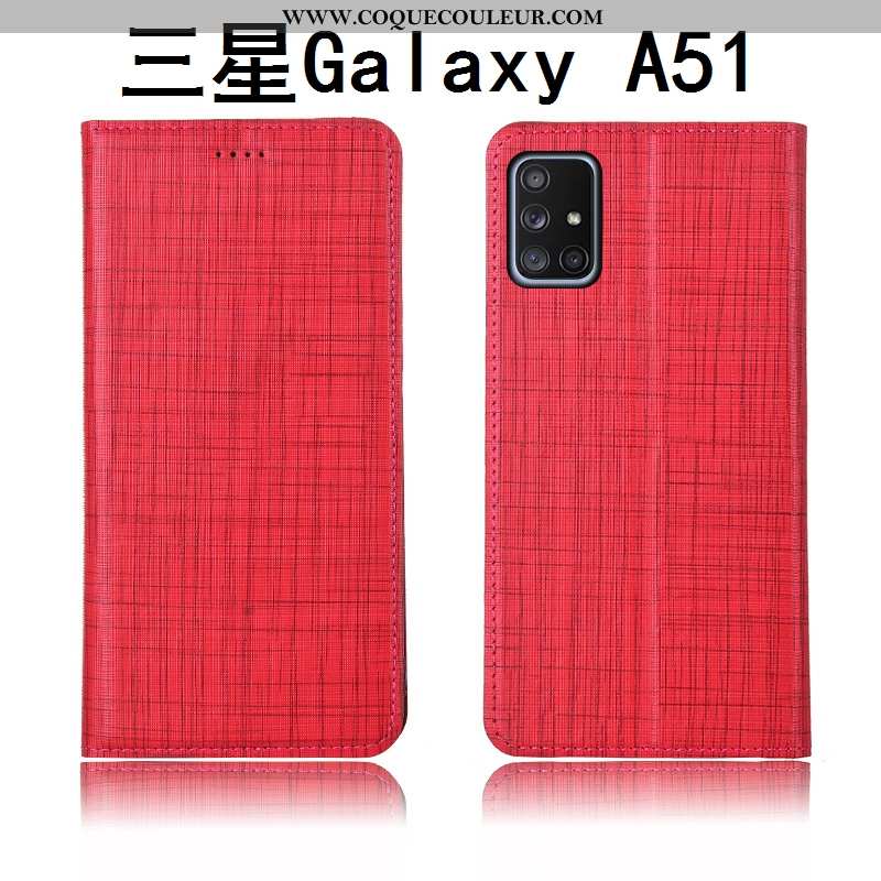 Coque Samsung Galaxy A51 Cuir Étui Délavé En Daim Véritable, Housse Samsung Galaxy A51 Silicone Télé