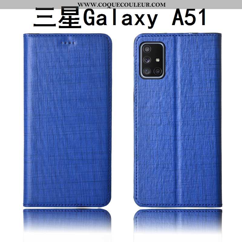 Coque Samsung Galaxy A51 Cuir Étui Délavé En Daim Véritable, Housse Samsung Galaxy A51 Silicone Télé