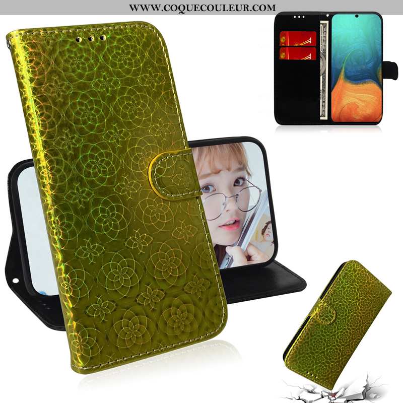 Coque Samsung Galaxy A51 Protection Étoile Incassable, Housse Samsung Galaxy A51 Cuir Doré