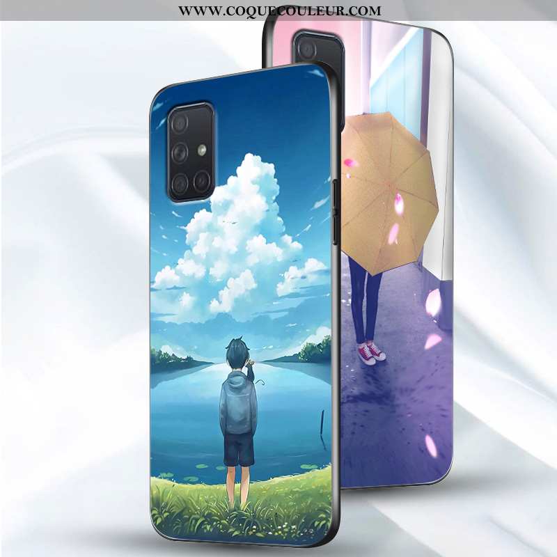 Étui Samsung Galaxy A51 Fluide Doux Simple Légère, Coque Samsung Galaxy A51 En Silicone Bleu