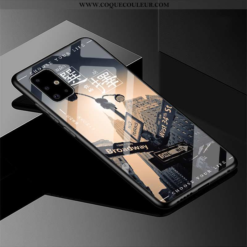 Coque Samsung Galaxy A51 Délavé En Daim Amoureux, Housse Samsung Galaxy A51 Personnalité Verre Noir