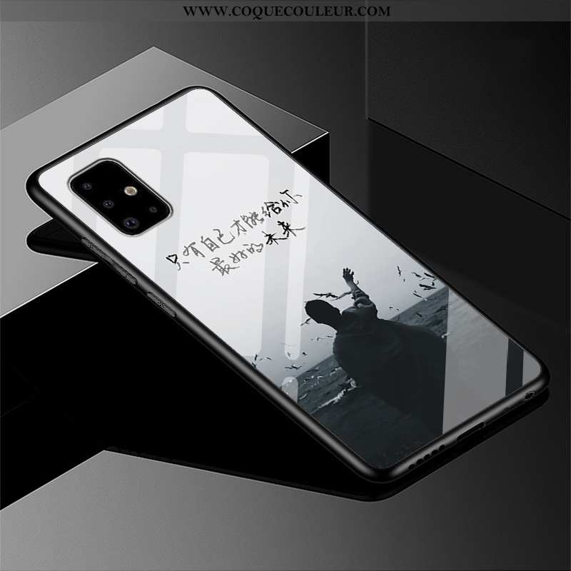 Coque Samsung Galaxy A51 Délavé En Daim Amoureux, Housse Samsung Galaxy A51 Personnalité Verre Noir