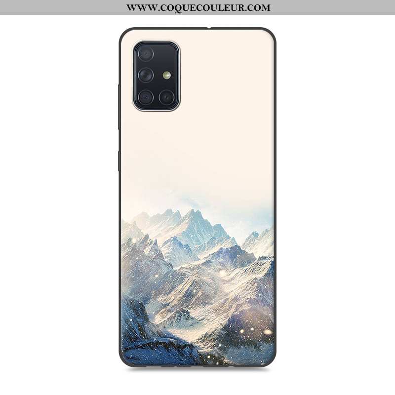 Coque Samsung Galaxy A51 Fluide Doux Étui Coque, Housse Samsung Galaxy A51 Protection Paysage Gris