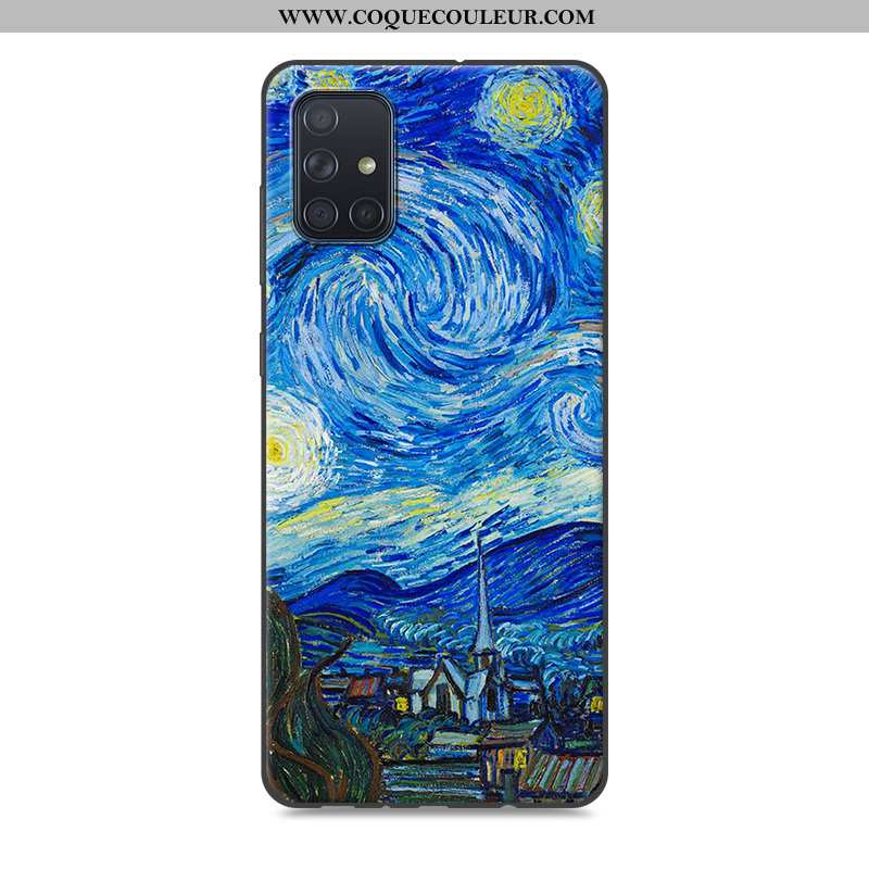 Coque Samsung Galaxy A51 Fluide Doux Étui Coque, Housse Samsung Galaxy A51 Protection Paysage Gris