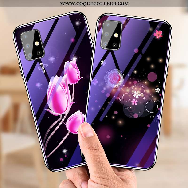 Étui Samsung Galaxy A51 Verre Fluide Doux Protection, Coque Samsung Galaxy A51 Tendance Luxe Violet