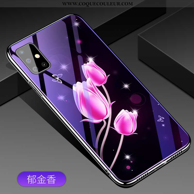 Étui Samsung Galaxy A51 Verre Fluide Doux Protection, Coque Samsung Galaxy A51 Tendance Luxe Violet