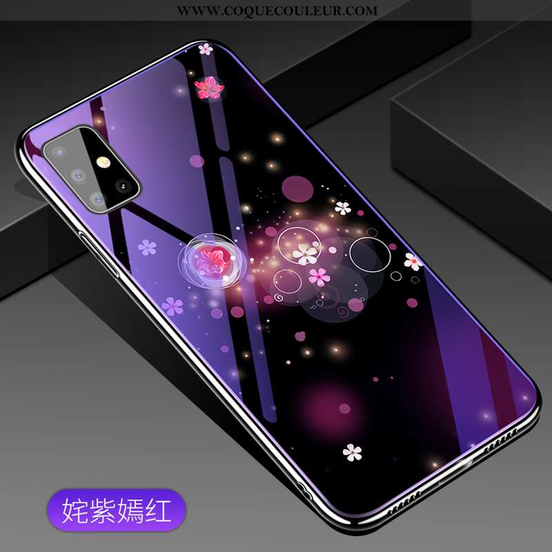 Étui Samsung Galaxy A51 Verre Fluide Doux Protection, Coque Samsung Galaxy A51 Tendance Luxe Violet