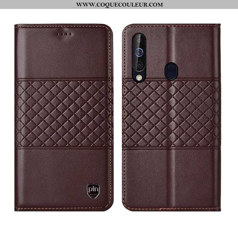Étui Samsung Galaxy A60 Cuir Marron Téléphone Portable, Coque Samsung Galaxy A60 Cuir Véritable Véri