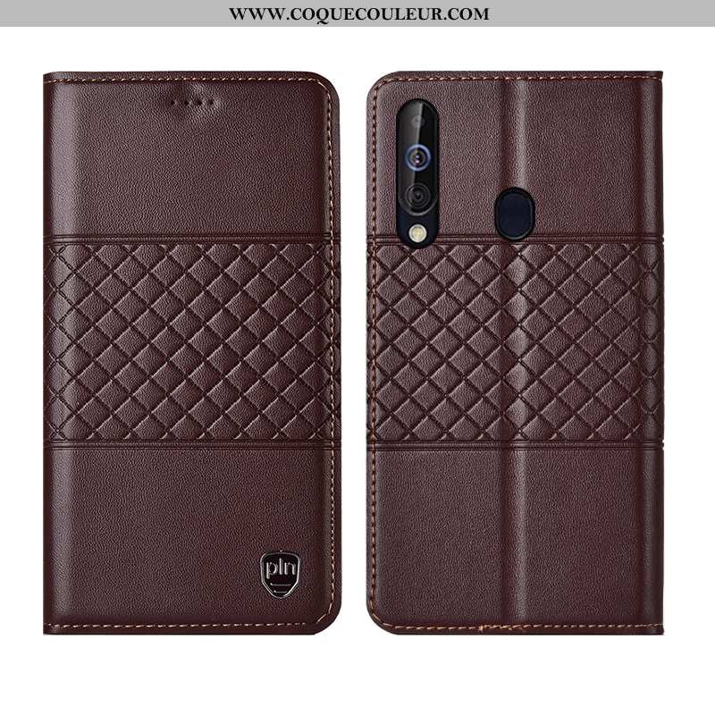 Étui Samsung Galaxy A60 Cuir Marron Téléphone Portable, Coque Samsung Galaxy A60 Cuir Véritable Véri