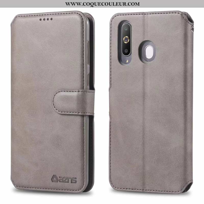 Coque Samsung Galaxy A60 Cuir Étui, Housse Samsung Galaxy A60 Fluide Doux Téléphone Portable Marron