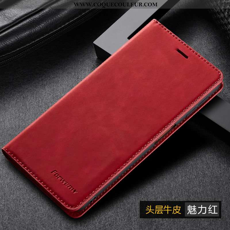 Housse Samsung Galaxy A60 Cuir Téléphone Portable Coque, Étui Samsung Galaxy A60 Rouge Carte