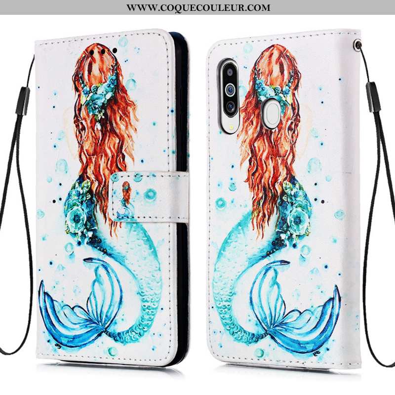 Housse Samsung Galaxy A60 Cuir Bleu Carte, Étui Samsung Galaxy A60 Fluide Doux