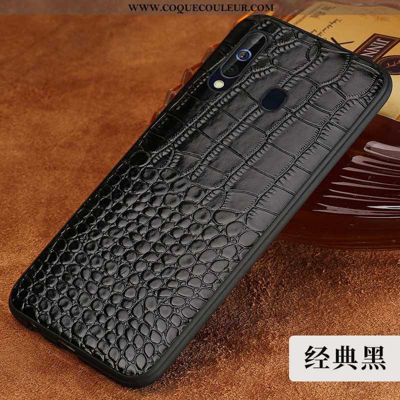 Coque Samsung Galaxy A60 Personnalité Luxe Incassable, Housse Samsung Galaxy A60 Cuir Véritable Croc