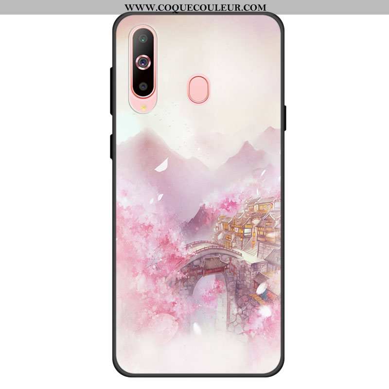 Étui Samsung Galaxy A60 Personnalité Protection Rose, Coque Samsung Galaxy A60 Fluide Doux Silicone 