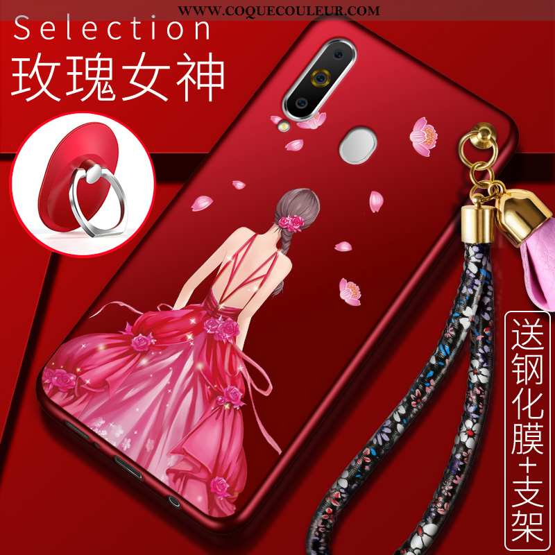 Coque Samsung Galaxy A60 Fluide Doux Étoile Étui, Housse Samsung Galaxy A60 Protection Rouge