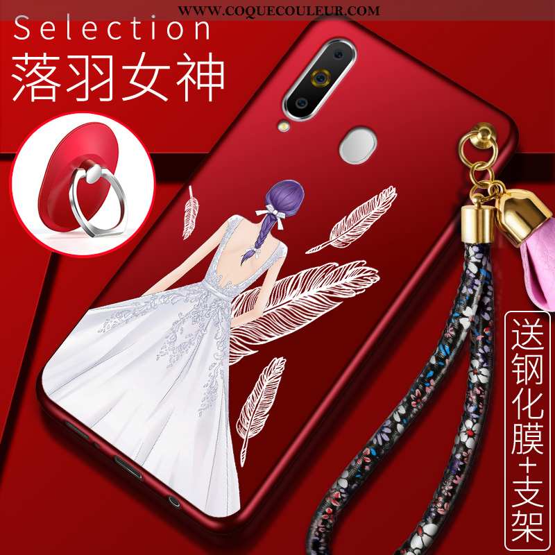 Coque Samsung Galaxy A60 Fluide Doux Étoile Étui, Housse Samsung Galaxy A60 Protection Rouge