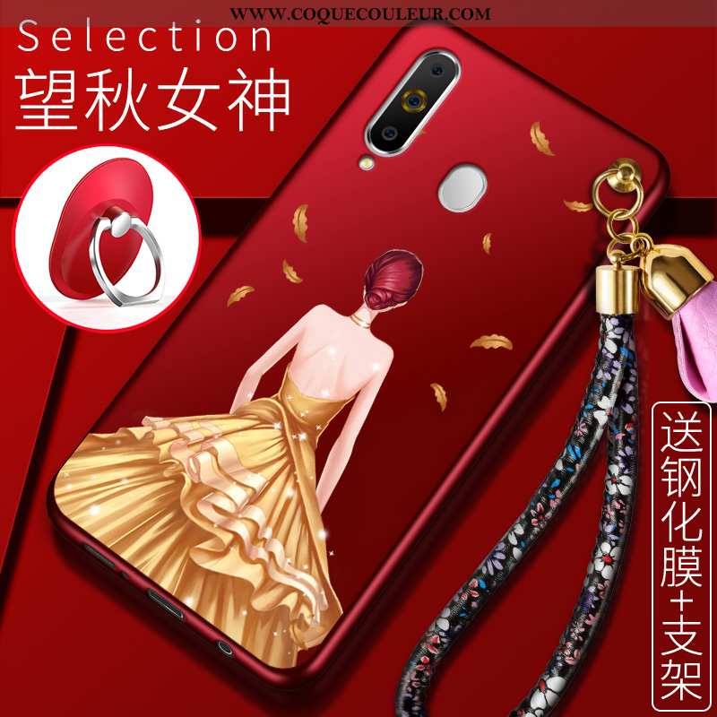 Coque Samsung Galaxy A60 Fluide Doux Étoile Étui, Housse Samsung Galaxy A60 Protection Rouge