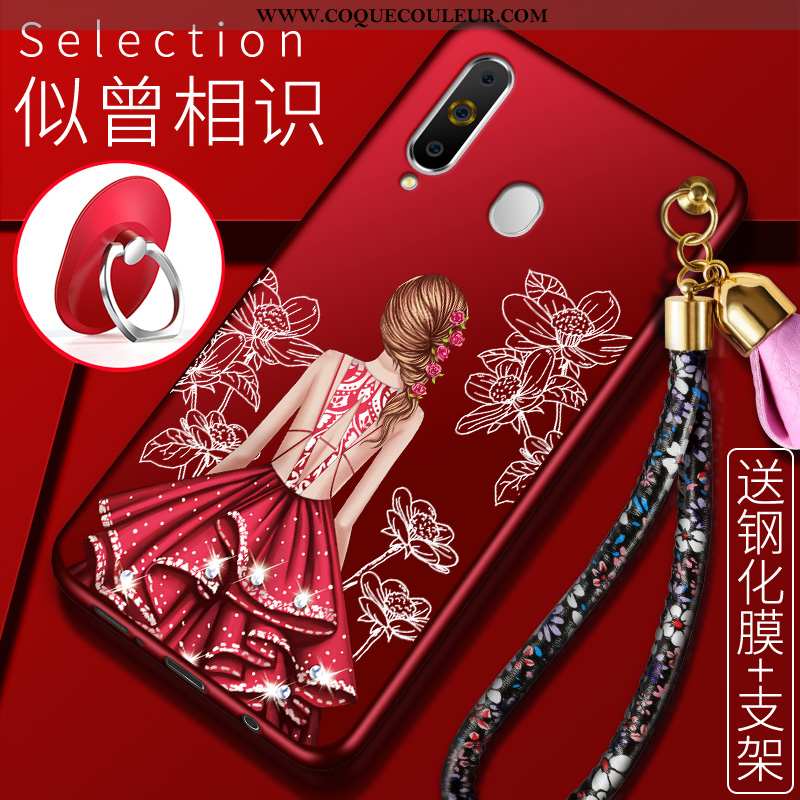 Coque Samsung Galaxy A60 Fluide Doux Étoile Étui, Housse Samsung Galaxy A60 Protection Rouge