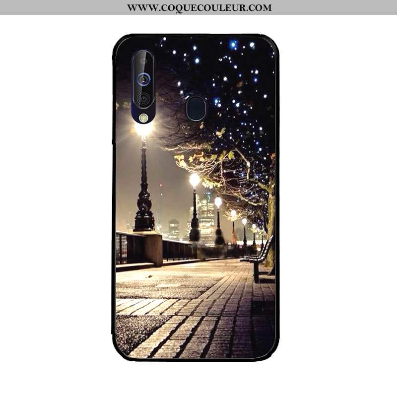 Coque Samsung Galaxy A60 Protection Bleu Marin Peinture, Housse Samsung Galaxy A60 Fluide Doux Étui 