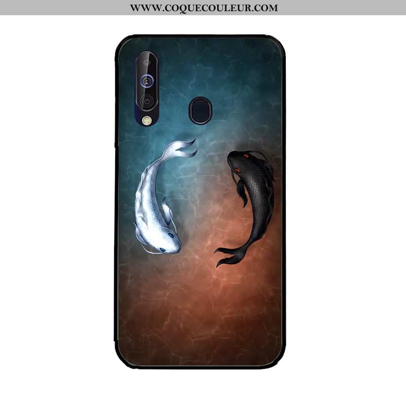 Coque Samsung Galaxy A60 Protection Bleu Marin Peinture, Housse Samsung Galaxy A60 Fluide Doux Étui 