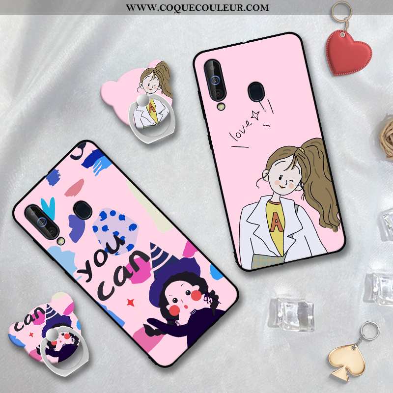 Étui Samsung Galaxy A60 Personnalité Incassable Rose, Coque Samsung Galaxy A60 Silicone Rose