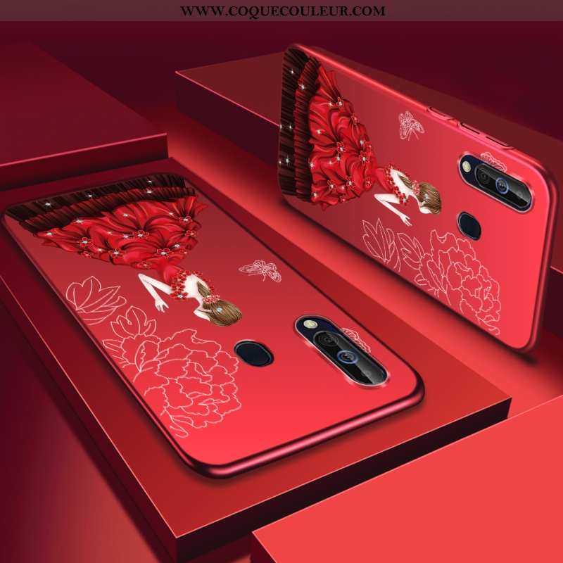 Étui Samsung Galaxy A60 Mode Étoile Rouge, Coque Samsung Galaxy A60 Protection Plastique Rouge