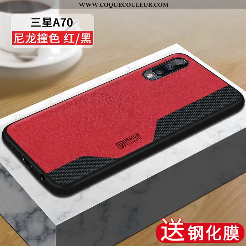 Housse Samsung Galaxy A70 Silicone Coque Nylon, Étui Samsung Galaxy A70 Protection Rouge