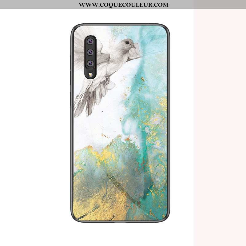 Housse Samsung Galaxy A70 Protection Incassable Difficile, Étui Samsung Galaxy A70 Verre Coque Bleu