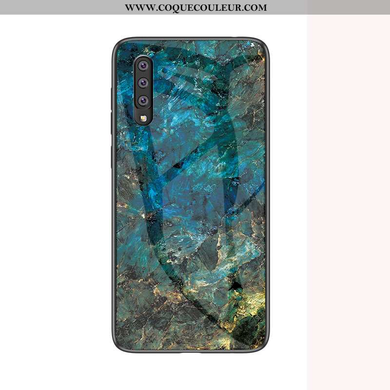 Housse Samsung Galaxy A70 Protection Incassable Difficile, Étui Samsung Galaxy A70 Verre Coque Bleu