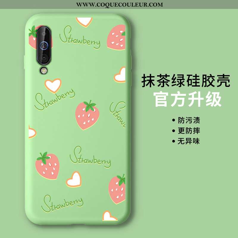 Housse Samsung Galaxy A70 Silicone Légère Incassable, Étui Samsung Galaxy A70 Tendance Vert Verte